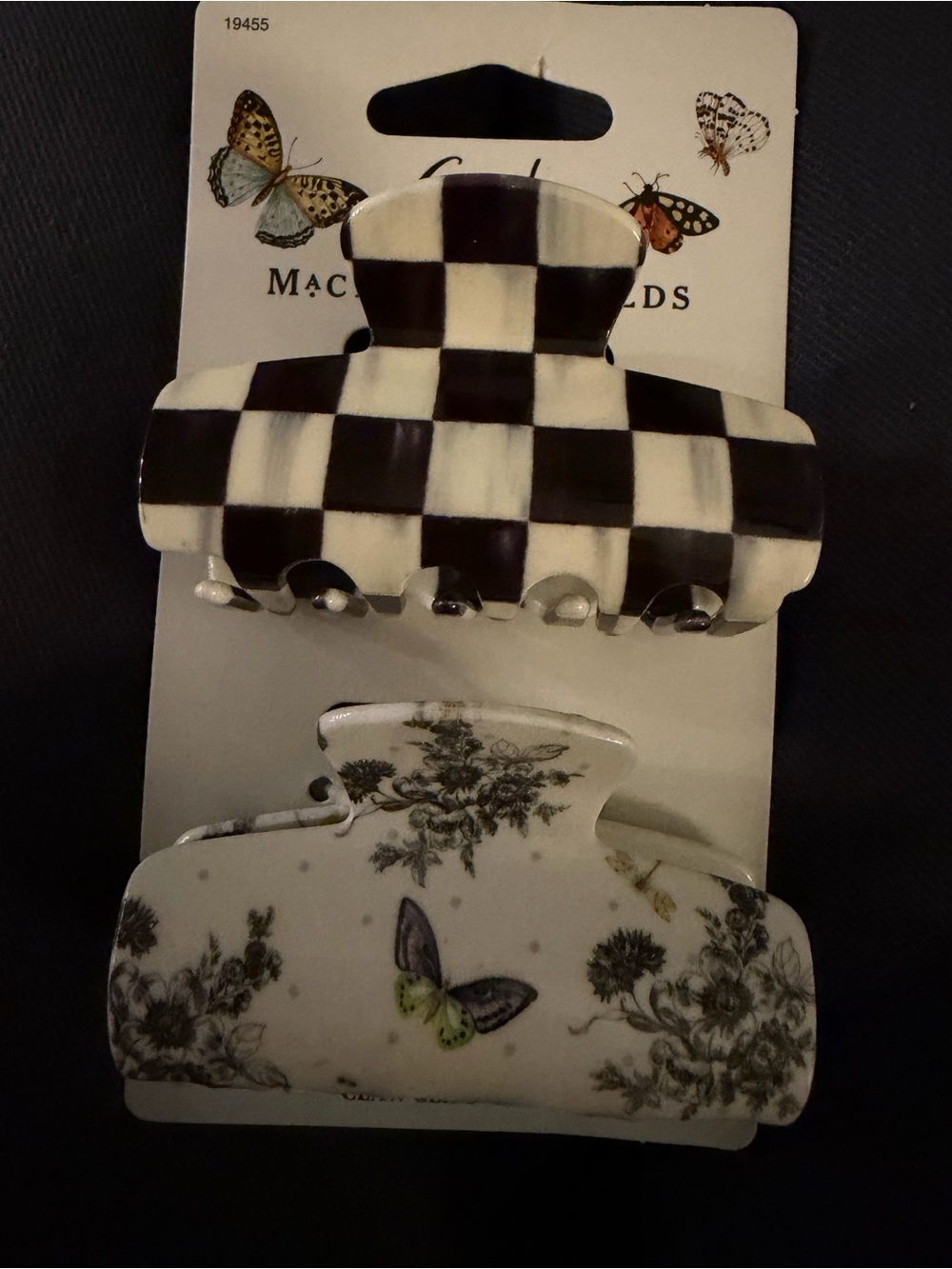 Mackenzie Childs x Goody  Black and White Checkered Hair Claw Clip - 2 Pack